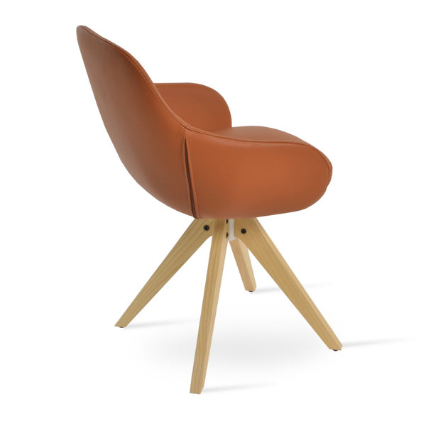 Soho Concept Gazel Arm Pyramid Dining Chair - Elegant Genuine Leather & Boucle Fabric, 10-year Guarantee, Walnut Finish Natural,Ash  Soho-concept-dining-chair-03882