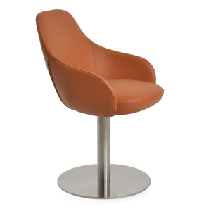 Soho Concept Gazel Adjustable Arm Piston Stool With Footrest - Premium Boucle Fabric & Leather, 10-year Warranty! Caramel  Soho-concept-dining-chair-03892
