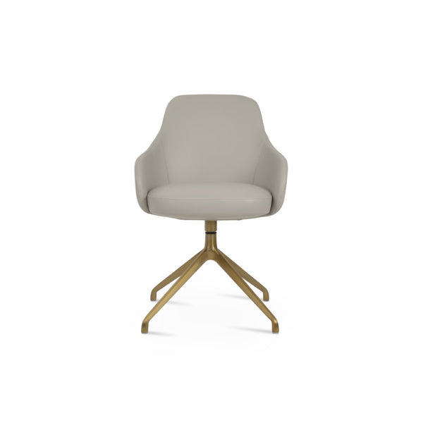 Soho Concept Gazel Large Office Chair – Stylish Leatherette Design, Adjustable Height, 2-year Guarantee, 300 Lbs Capacity Brass,Light Grey  Soho-concept-dining-chair-03903