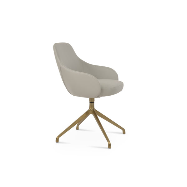 Soho Concept Gazel Large Office Chair – Stylish Leatherette Design, Adjustable Height, 2-year Guarantee, 300 Lbs Capacity Brass,Light Grey  Soho-concept-dining-chair-03903