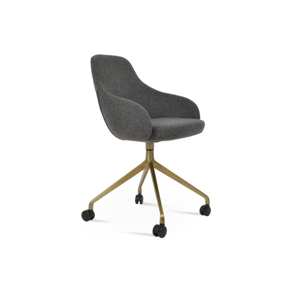Soho Concept Gazel Arm Galata Counter & Bar Chair - Premium Wool & Boucle Fabrics, Stylish & Durable Design Brass,Dark Grey Steel Tubular Legs Soho-concept-dining-chair-03902