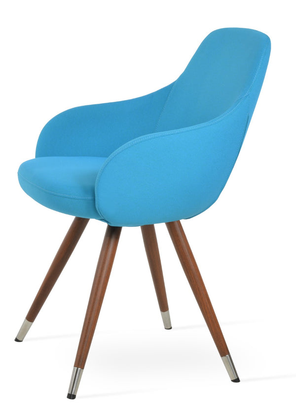 Soho Concept Gazel Arm Wood Counter & Bar Chair - Stylish Solid Beech Design, Luxurious Fabrics, 10-year Guarantee Walnut,Turquoise  Soho-concept-dining-chair-03929