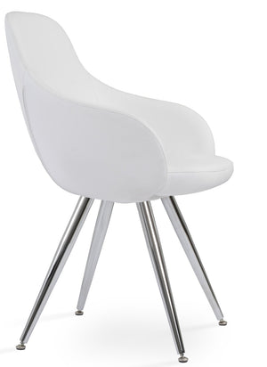 Soho Concept Gazel Arm Galata Counter & Bar Stools - Stylish Steel Legs, Soft Leatherette, 2-year Guarantee Chrome,White Steel Tubular Legs Soho-concept-dining-chair-03921
