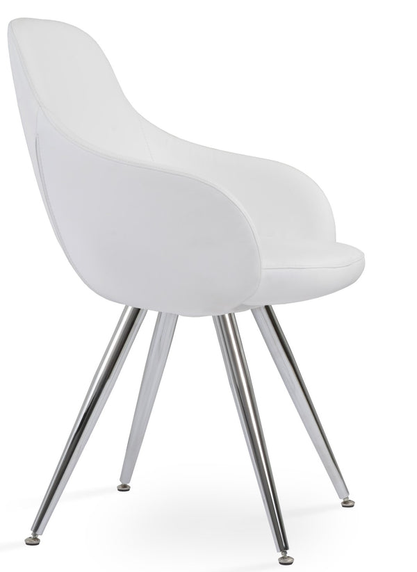 Soho Concept Gazel Arm Galata Counter & Bar Stools - Stylish Steel Legs, Soft Leatherette, 2-year Guarantee Chrome,White Steel Tubular Legs Soho-concept-dining-chair-03921