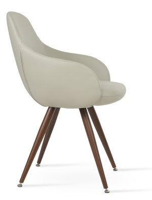 Soho Concept Gazel Arm Wood Counter & Bar Dining Chair - Soft Leatherette, Stylish Walnut, 2-year Guarantee! Walnut,Light Grey  Soho-concept-dining-chair-03923
