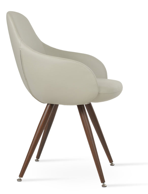 Soho Concept Gazel Arm Wood Counter & Bar Dining Chair - Soft Leatherette, Stylish Walnut, 2-year Guarantee! Walnut,Light Grey  Soho-concept-dining-chair-03923