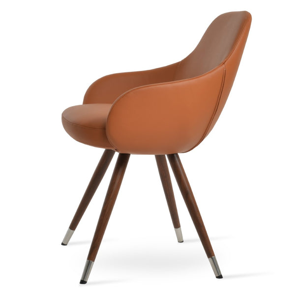 Soho Concept Gazel Arm Wood Counter & Bar Chair – Elegant Solid Wood, Premium Boucle Fabric, 10-year Guarantee Walnut  Soho-concept-dining-chair-03926