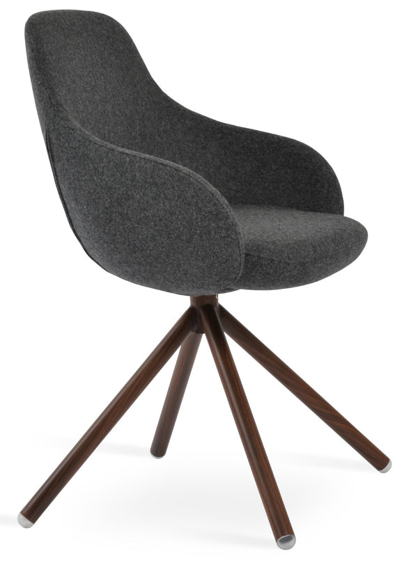 Soho Concept Gazel Arm Wood Counter & Bar Stools - Durable Beech Wood, Boucle Wool Upholstery, 10-year Guarantee Walnut,Dark Grey  Soho-concept-dining-chair-03948