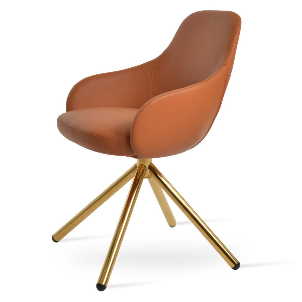 Soho Concept Gazel Arm Office Chair - Ergonomic Design With Camira Boucle Fabric, 10-year Guarantee, Gold Finish Gold,Brass  Soho-concept-dining-chair-03797
