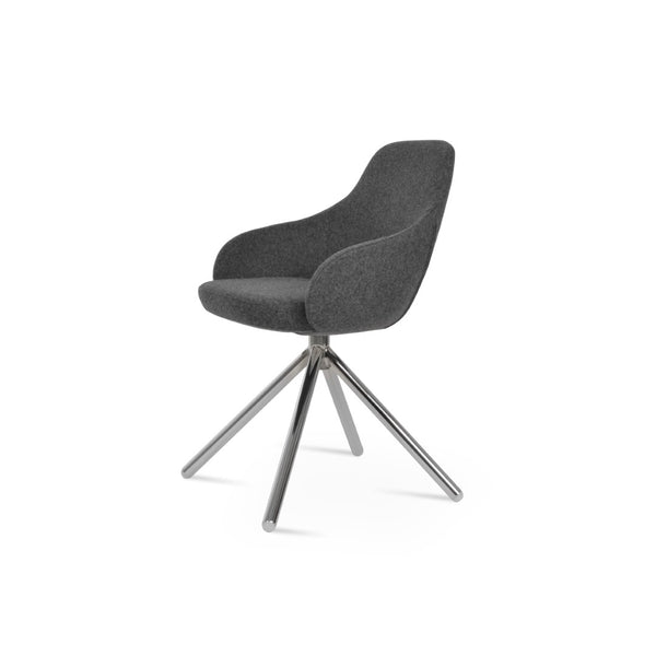 Soho Concept Gazel Arm Ana Counter & Bar Stools: Stylish Wool Fabric, 10-year Guarantee, Multiple Finishes! Chrome,Dark Grey  Soho-concept-dining-chair-03932
