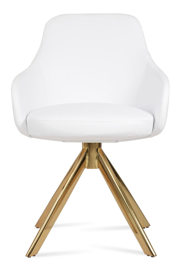 Soho Concept Gazel Arm Office Chair - Ergonomic Leatherette Design With Adjustable Heights & 2-year Guarantee! Gold,White  Soho-concept-dining-chair-03957
