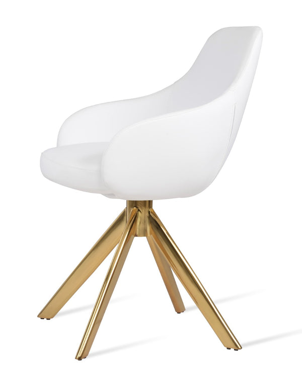 Soho Concept Gazel Arm Office Chair - Ergonomic Leatherette Design With Adjustable Heights & 2-year Guarantee! Gold,White  Soho-concept-dining-chair-03957