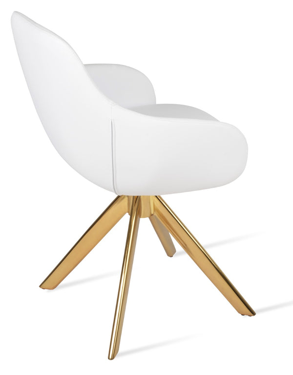 Soho Concept Gazel Arm Office Chair - Ergonomic Leatherette Design With Adjustable Heights & 2-year Guarantee! Gold,White  Soho-concept-dining-chair-03957