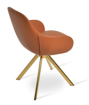 Soho Concept Gazel Arm Wire Counter And Bar Chair - Elegant Boucle & Leather Upholstery, 10-year Warranty, Gold Gold  Soho-concept-dining-chair-03955