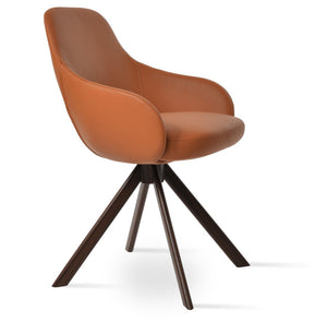 Soho Concept Gazel Arm Wood Counter & Bar Chair – Elegant Solid Wood, Premium Boucle Fabric, 10-year Guarantee Walnut  Soho-concept-dining-chair-03952
