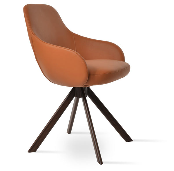 Soho Concept Gazel Arm Wood Counter & Bar Chair – Elegant Solid Wood, Premium Boucle Fabric, 10-year Guarantee Walnut  Soho-concept-dining-chair-03952