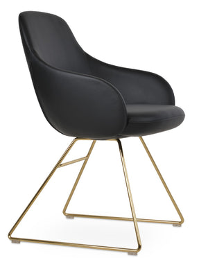 Soho Concept Gazel Arm Wire Bar Dining Chair - Modern Leatherette Design, 2-year Guarantee, Stylish & Durable Gold,Black  Soho-concept-dining-chair-03975