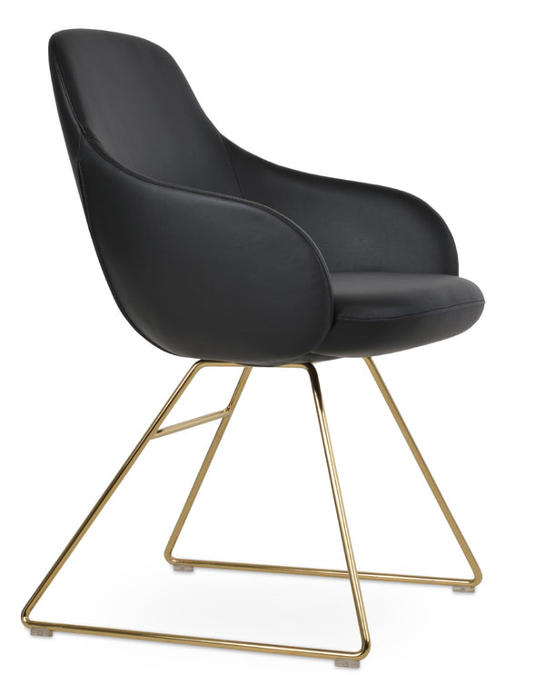 Soho Concept Gazel Arm Wire Bar Dining Chair - Modern Leatherette Design, 2-year Guarantee, Stylish & Durable Gold,Black  Soho-concept-dining-chair-03975