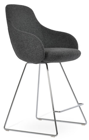 Soho Concept Gazel Arm Barstools & Counterstools - Stylish Chrome Wireframe, 10-year Guarantee, Luxurious Wool Seats Chrome,Dark Grey  Soho-concept-dining-chair-08783
