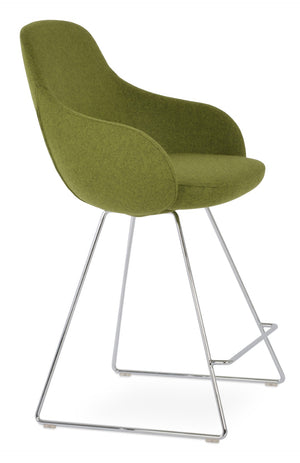 Soho Concept Gazel Arm Barstools & Counterstools - Stylish Chrome Wireframe, 10-year Guarantee, Luxurious Wool Seats Green  Soho-concept-dining-chair-08779