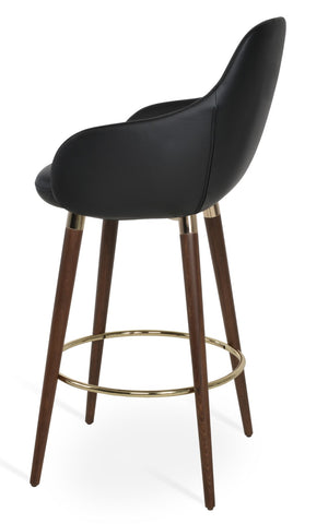 Soho Concept Gazel Arm Wood Bar And Counter Stools - Stylish, Durable Leatherette, 2-year Guarantee, 350 Lbs Cap. Walnut,Gold,Black  Soho-concept-dining-chair-06890