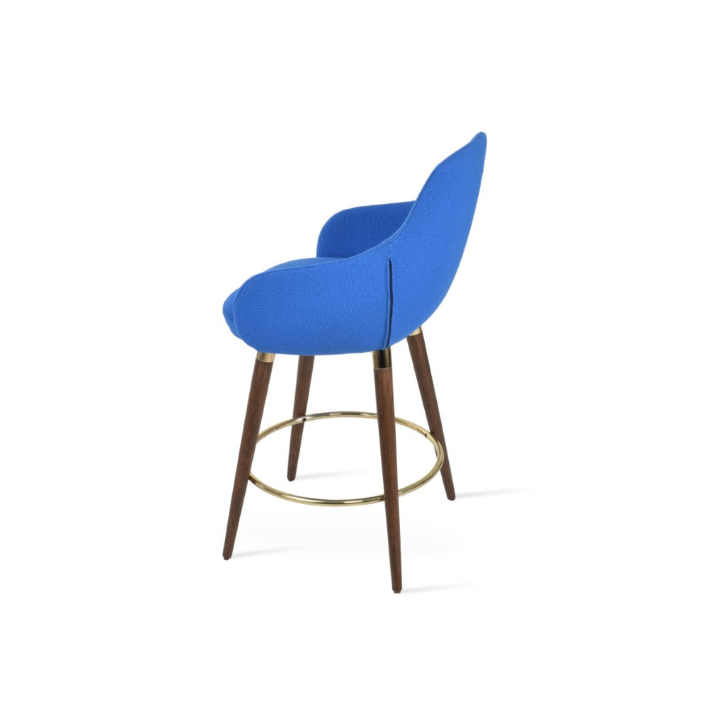 Soho Concept Gazel Arm Wood Counter & Bar Stools - Premium Boucle Fabric, 10-year Guarantee, Stylish Comfort! Walnut,Gold,Blue  Soho-concept-dining-chair-06891