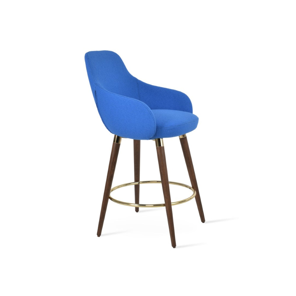 Soho Concept Gazel Arm Wood Counter & Bar Stools - Premium Boucle Fabric, 10-year Guarantee, Stylish Comfort! Walnut,Gold,Blue  Soho-concept-dining-chair-06891