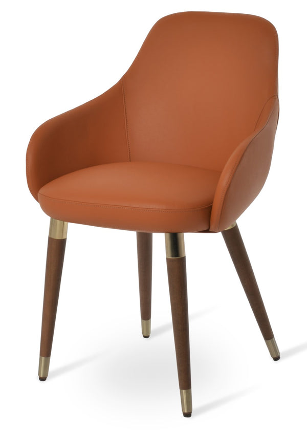 Soho Concept Gazel Arm Wood Counter & Bar Chair – Elegant Solid Wood, Premium Boucle Fabric, 10-year Guarantee Walnut,Gold  Soho-concept-dining-chair-03990
