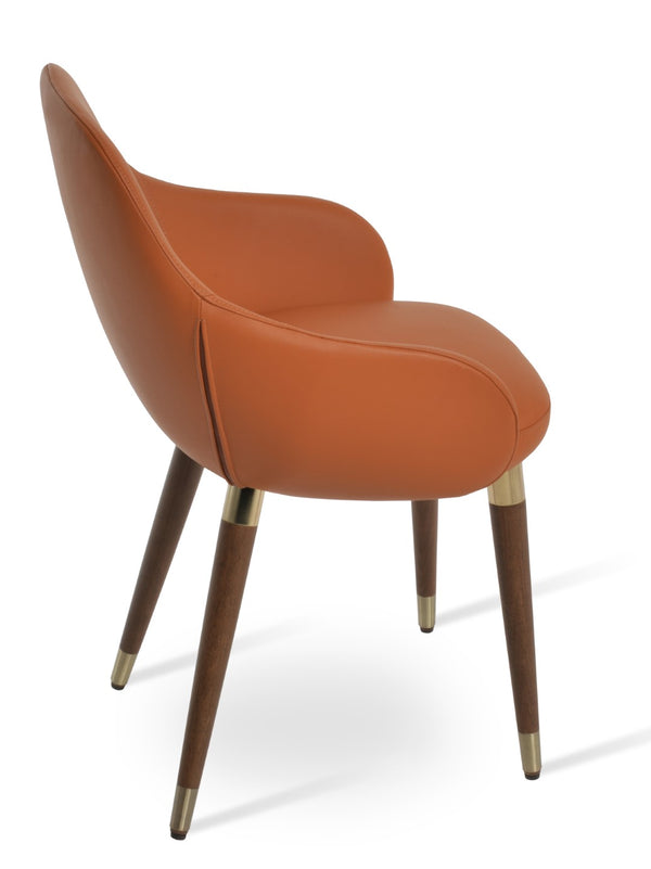 Soho Concept Gazel Arm Wood Counter & Bar Chair – Elegant Solid Wood, Premium Boucle Fabric, 10-year Guarantee Walnut,Gold  Soho-concept-dining-chair-03990