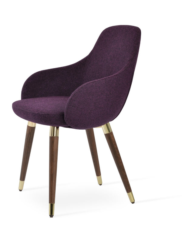 Soho Concept Gazel Arm Wood Counter & Bar Stools - Durable Beech Wood, Boucle Wool Upholstery, 10-year Guarantee Walnut,Gold  Soho-concept-dining-chair-03992