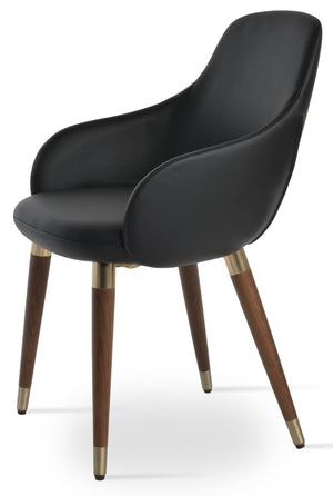 Soho Concept Gazel Arm Pr- Stylish Wood Counter & Bar Stools, Soft Leatherette, 10-year Guarantee, 350 Lbs Support Black  Soho-concept-dining-chair-03987