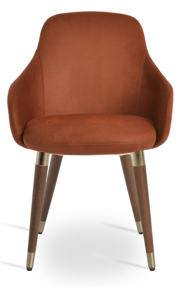 Soho Concept Gazel Arm Wood Counter & Bar Chair - Stylish Solid Beech Design, Luxurious Fabrics, 10-year Guarantee Gazel Arm Wood  Dining Seat Nubuck Fabric Cognac  Soho-concept-dining-chair-03988