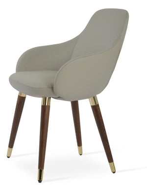 Soho Concept Gazel Arm Wood Counter & Bar Dining Chair - Soft Leatherette, Stylish Walnut, 2-year Guarantee! Light Grey,Gold  Soho-concept-dining-chair-03981