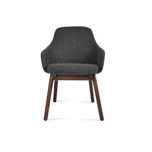Soho Concept Gazel Arm Wood Counter & Bar Stools - Durable Beech Wood, Boucle Wool Upholstery, 10-year Guarantee Walnut,Dark Grey  Soho-concept-dining-chair-03996