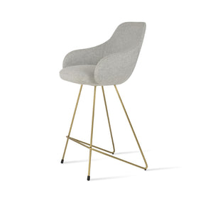 Soho Concept Gazel Arm Barstools & Counterstools - Premium Camira Wool, Stylish Wire Base, 10-year Guarantee Brass,Silver  Soho-concept-dining-chair-08697