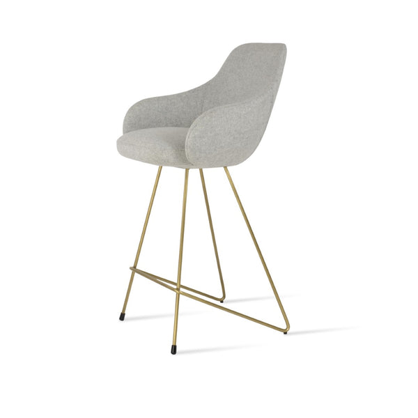 Soho Concept Gazel Arm Barstools & Counterstools - Premium Camira Wool, Stylish Wire Base, 10-year Guarantee Brass,Silver  Soho-concept-dining-chair-08697