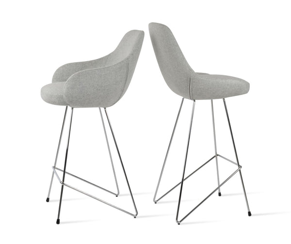 Soho Concept Gazel Arm Barstools & Counterstools - Premium Camira Wool, Stylish Wire Base, 10-year Guarantee Chrome,Silver  Soho-concept-dining-chair-08698