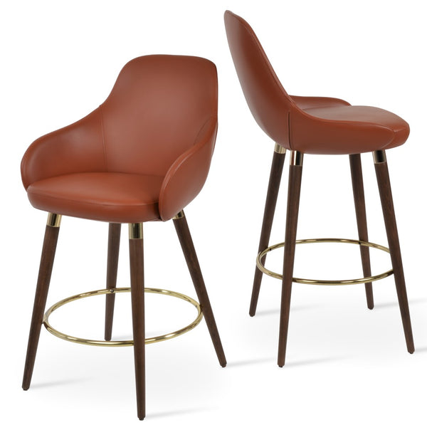 Soho Concept Gazel Arm Barstools & Counterstools - Stylish Leatherette Seating With Walnut & Chrome Finish Walnut  Soho-concept-dining-chair-08704