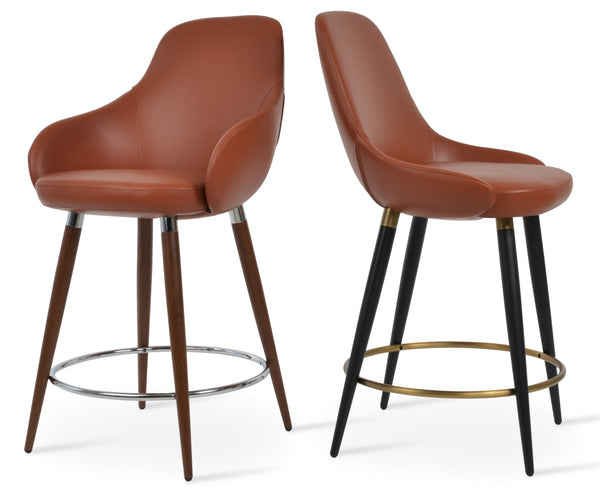 Soho Concept Gazel Arm Barstools & Counterstools - Stylish Leatherette Seating With Walnut & Chrome Finish Walnut  Soho-concept-dining-chair-08703