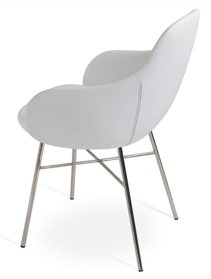 Soho Concept Gazel Arm Piston Stool With Full Footrest - Height Adjustable Leatherette Chair, 2-year Warranty White  Soho-concept-dining-chair-03837