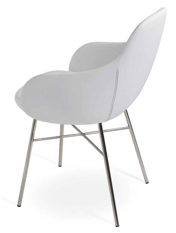 Soho Concept Gazel Arm Piston Stool With Full Footrest - Height Adjustable Leatherette Chair, 2-year Warranty White  Soho-concept-dining-chair-03837