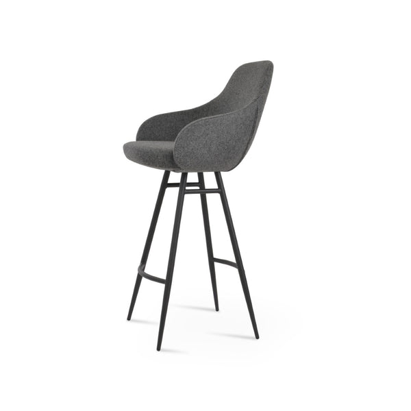Soho Concept Gazel Stylish Arm Barstools & Counterstools In Camira Blazer Wool Fabric – 10-year Guarantee! Black,Dark Grey Steel Tubular Legs Soho-concept-dining-chair-08706
