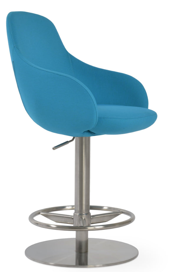 Soho Concept Gazel Adjustable Arm Barstools & Counterstools With Full Footrest In Boucle, Velvet & Nubuck Fabrics Turquoise  Soho-concept-dining-chair-08708