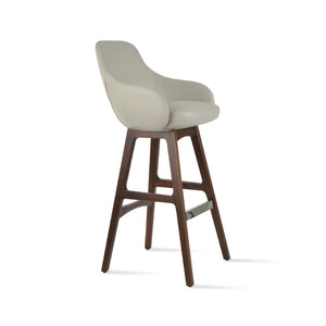 Soho Concept Gazel Elegant Arm Barstools & Counterstools - Soft Leatherette, Solid Wood, 2-year Guarantee! Light Grey,Walnut  Soho-concept-dining-chair-08711