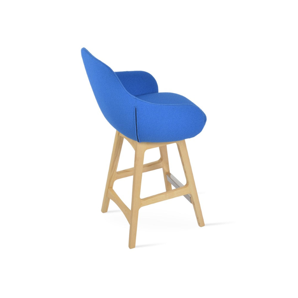 Soho Concept Gazel Arm Barstools & Counterstools - Premium Camira Boucle Fabric, 10-year Guarantee, Solid Wood Base Walnut,Blue  Soho-concept-dining-chair-08709