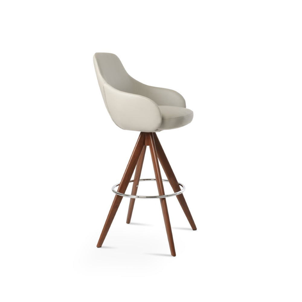 Soho Concept Gazel Stylish Swivel Bar & Counter Stools - Solid Wood, Leatherette, 2-year Guarantee - Elegant Comfort! Walnut,Light Grey  Soho-concept-dining-chair-06875