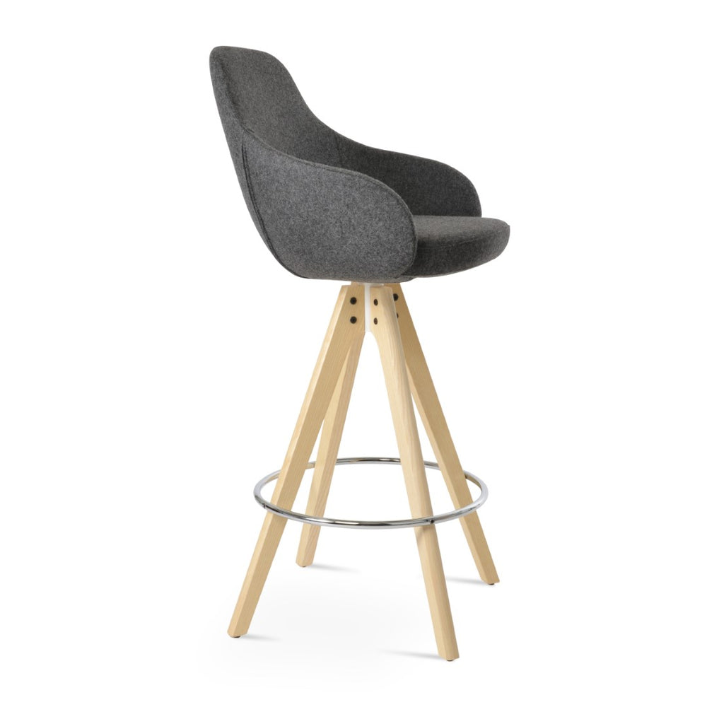 Soho Concept Gazel Swivel Barstools & Counterstools - Premium Camira Wool, 10-year Warranty, Elegant Design Walnut,Dark Grey  Soho-concept-dining-chair-08606