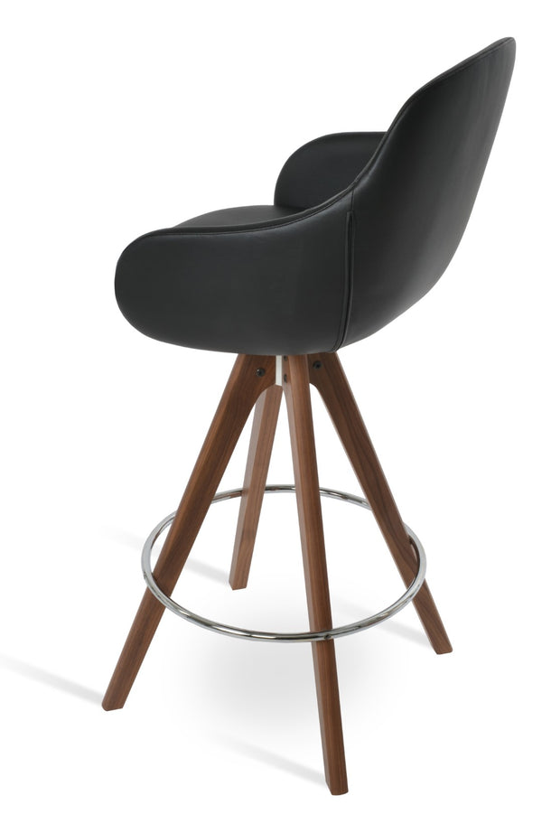 Soho Concept Gazel Stylish Swivel Bar & Counter Stools - Solid Wood, Leatherette, 2-year Guarantee - Elegant Comfort! Black,Walnut  Soho-concept-dining-chair-08714