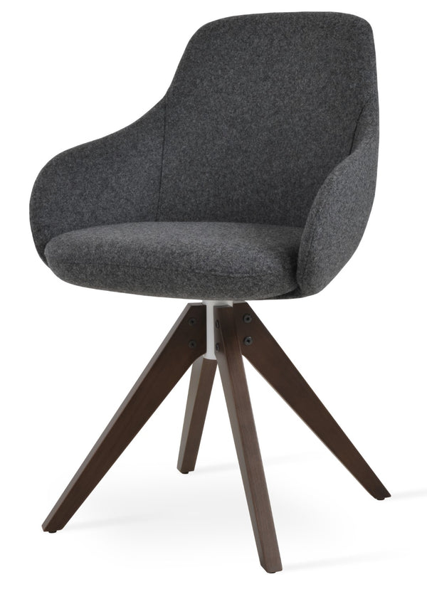 Soho Concept Gazel Arm Pyramid Dining Chair - Luxurious Wool Fabric, 10-year Guarantee, Stylish Walnut Finish Walnut  Soho-concept-dining-chair-03884