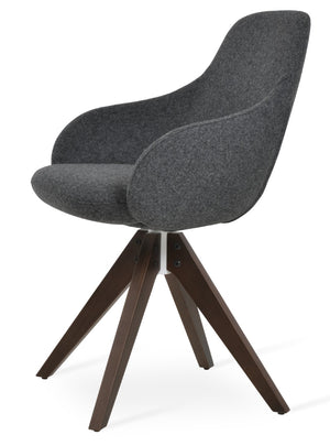 Soho Concept Gazel Arm Pyramid Dining Chair - Luxurious Wool Fabric, 10-year Guarantee, Stylish Walnut Finish Walnut  Soho-concept-dining-chair-03884